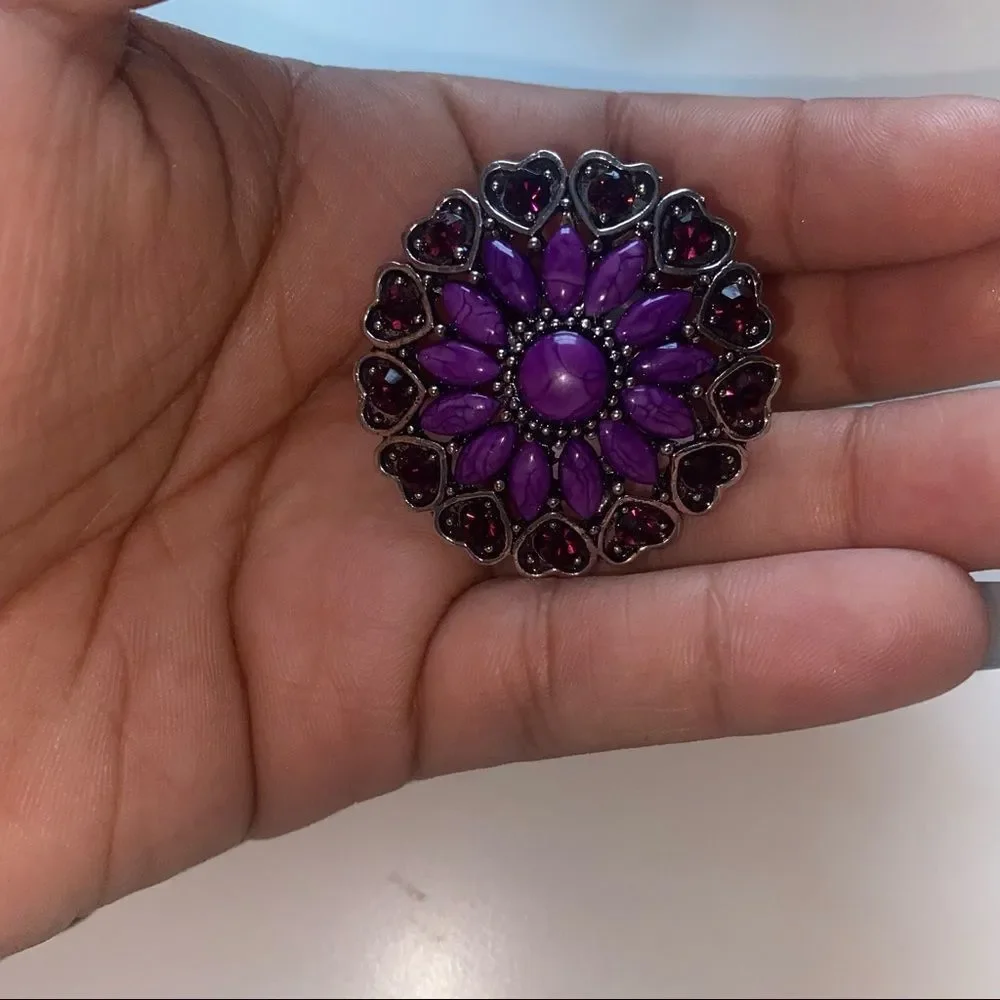 Purple Hearts Beaded Faux Ring